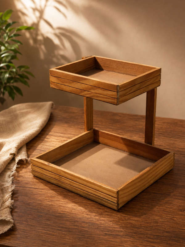 2 Tier Pinewood Tray