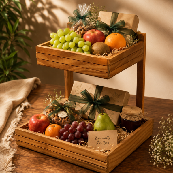 2 Tier Pinewood Tray