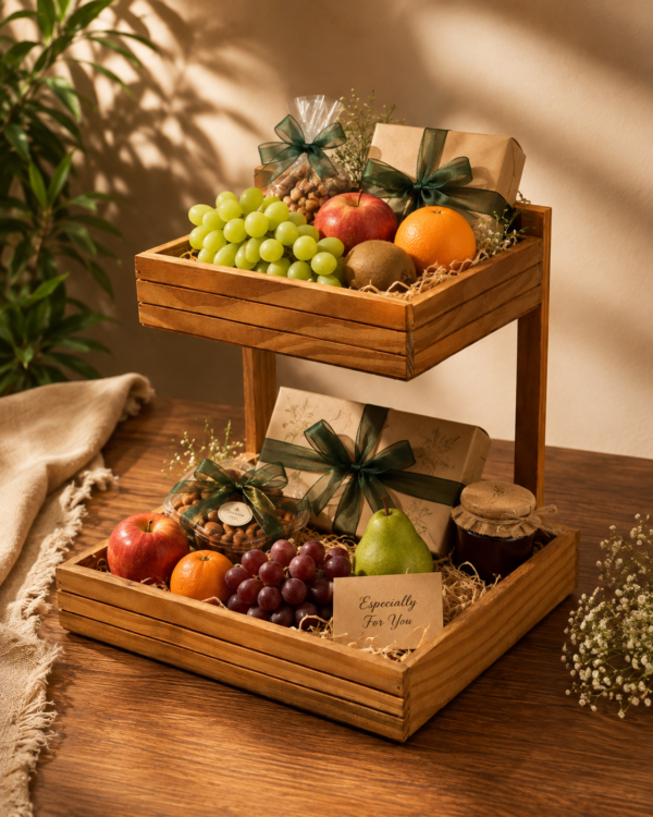 2 Tier Pinewood Tray